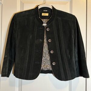 June New York Black Suede Button-Front Jacket